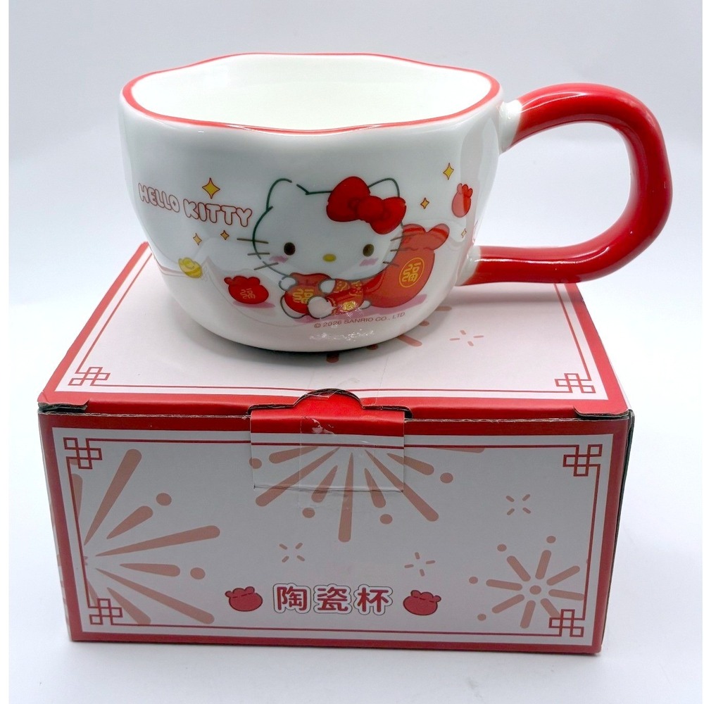 Sanrio Hello Kitty Ceramic Mug OS White Red Lunar New Year Festive NIB